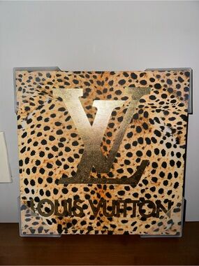Louis Vuitton Leopard Motif Plaque in Gold and Tan